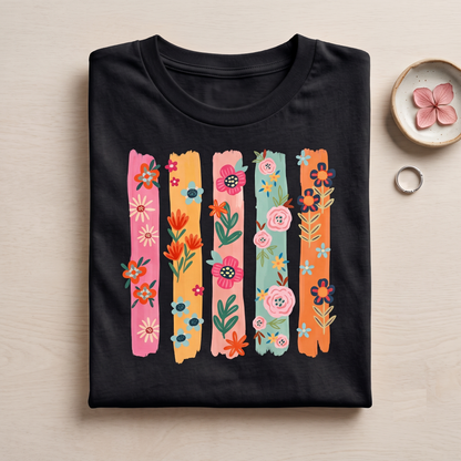 Retro Floral Sweatshirt, Colorful Botanical Hoodie, Groovy Flower Crewneck, Custom Text Tee