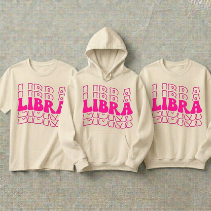 Custom Libra Hoodie and Sweatshirt, Retro Zodiac Shirt, Text Astrology Tee, Birthday Gift for Her, Personalized Libra Star Sign Pullover