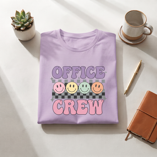 Retro Office Crew Shirt | Groovy Checkerboard Hoodie | Vintage Smiley Face Sweatshirt | Personalized Coworker T-Shirt