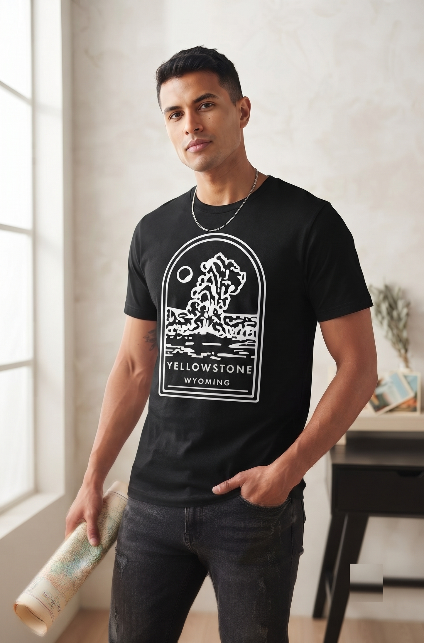 Custom Yellowstone National Park Shirt, Minimalist Wyoming Sweatshirt, Personalized Geyser Hoodie
