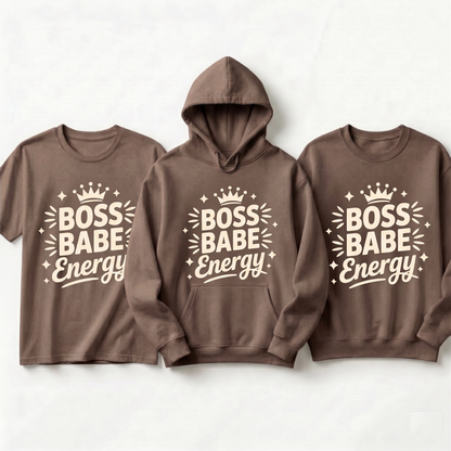 Boss Babe Energy Shirt, Retro Entrepreneur Hoodie, Customizable Business Apparel