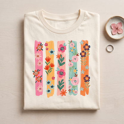 Retro Floral Sweatshirt, Colorful Botanical Hoodie, Groovy Flower Crewneck, Custom Text Tee