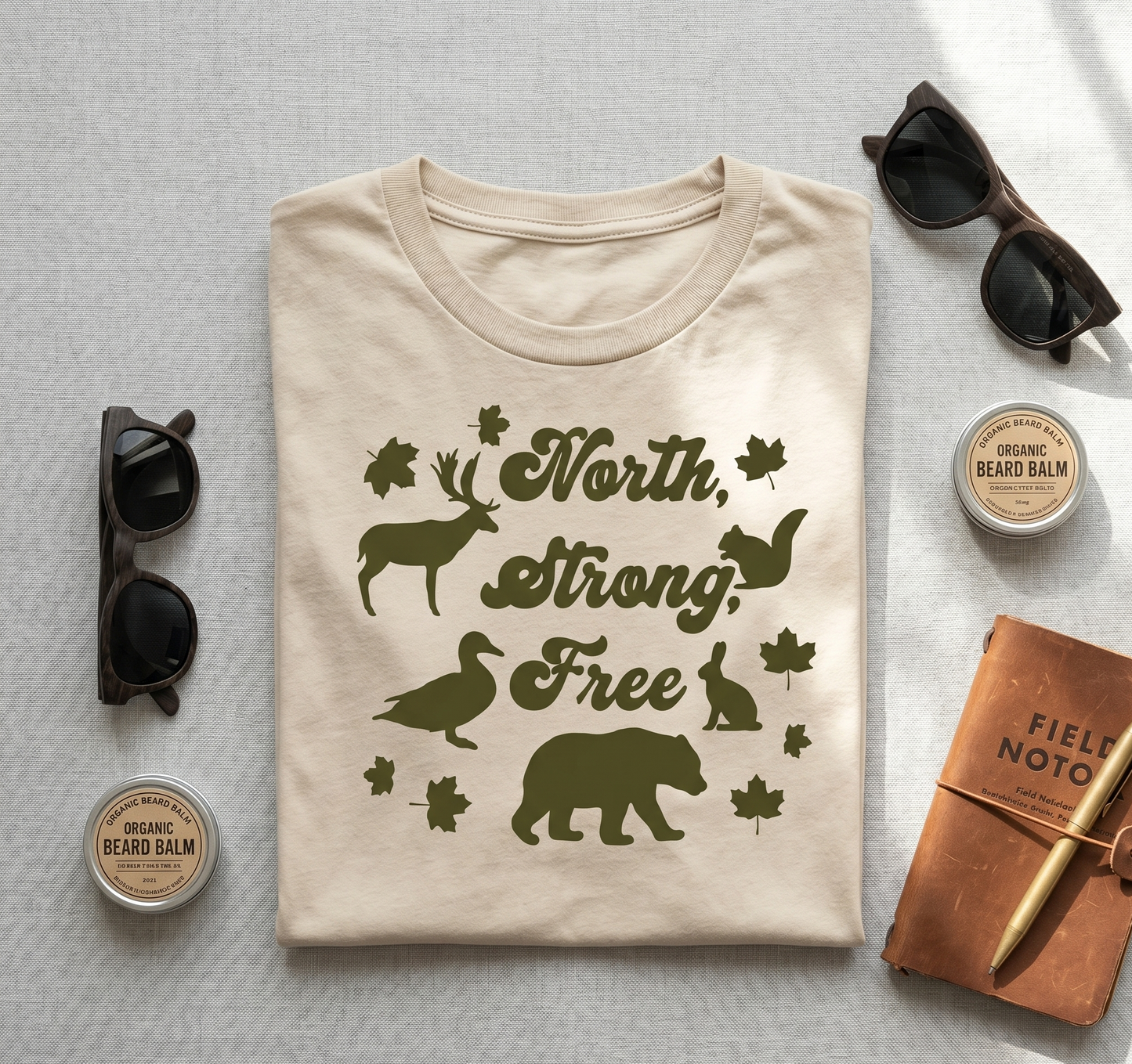 Custom North Strong Free T-Shirt | Personalized Canadian Wildlife Nature Tee, Retro Vintage Canada Shirt, Custom Graphic Unisex Top