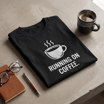 Custom Running on Coffee Shirt, Funny Coffee Lover Sweatshirt, Cute Caffeine Addict Hoodie, Personalized Barista Gift
