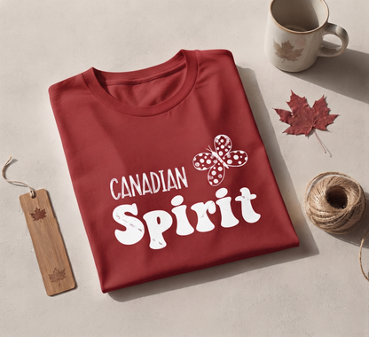 Retro Canadian Spirit Butterfly T-Shirt, Customizable Canada Apparel