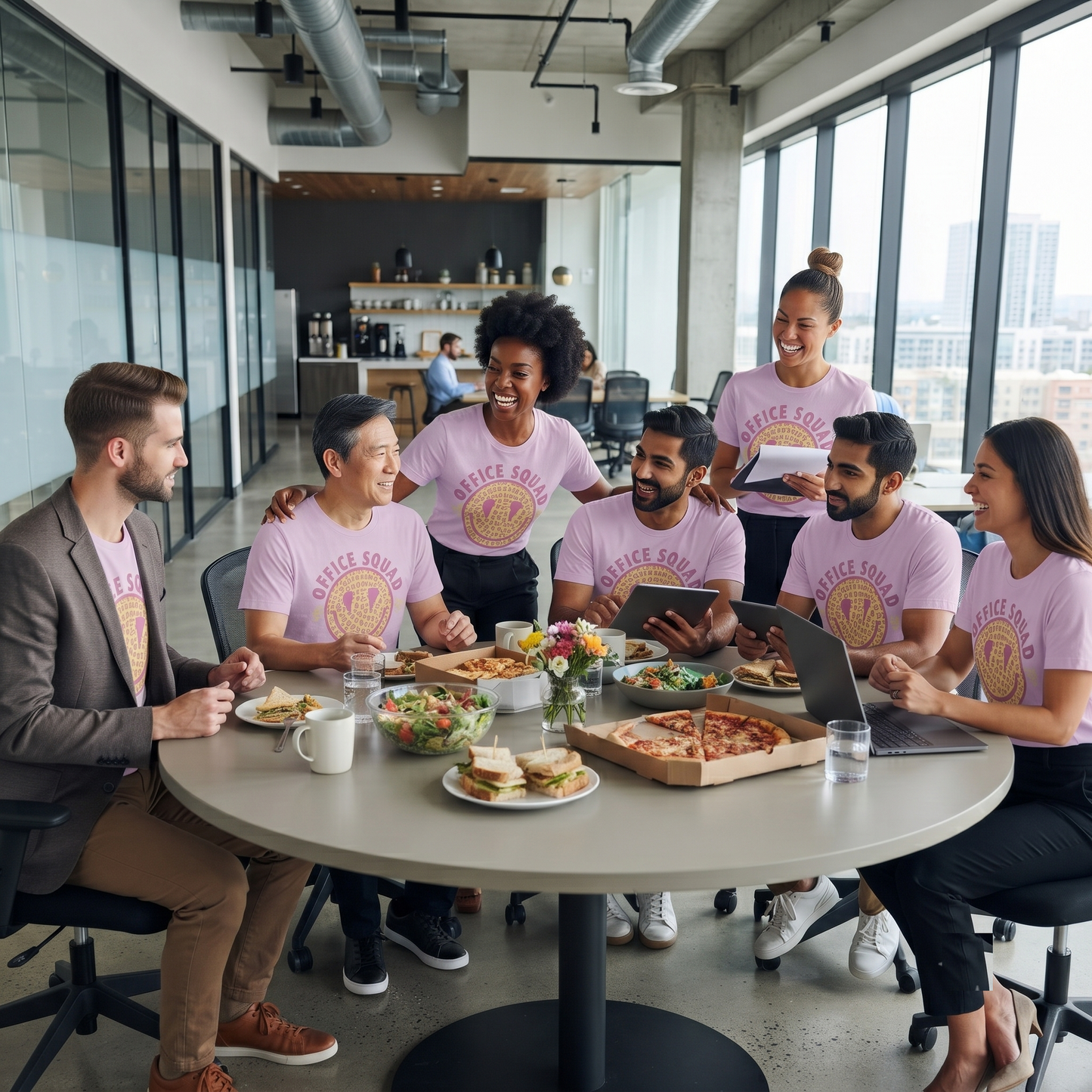 Office Squad Shirt, Groovy Leopard Smiley Sweatshirt, Personalized Coworker Hoodie, Retro Office Crew Tee