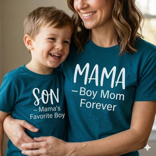 Mama & Son Matching Shirts – Boy Mom Forever / Mama’s Favorite Boy – Mom and Son Matching T-Shirts – Mommy and Me Outfit – Mother Son Gift