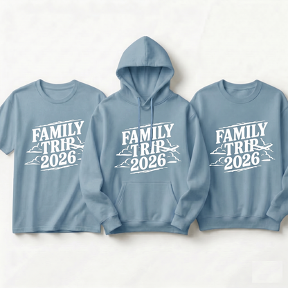 Custom Family Trip 2026 Shirts, Matching Airplane Travel Hoodie, Personalized Family Vacation Crewneck, Custom Family Reunion Sweatshirt
