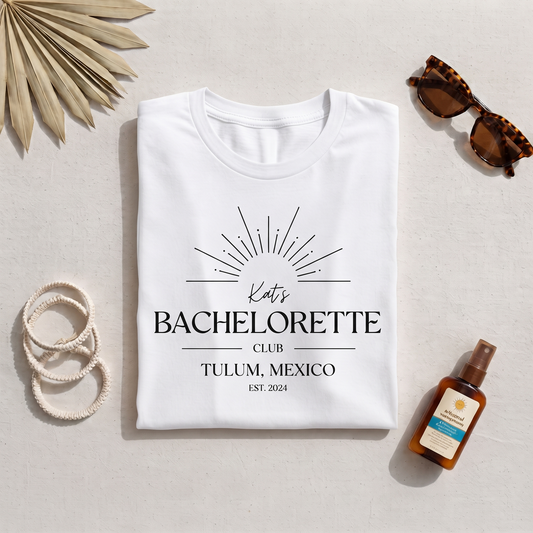 Custom Bachelorette Party Shirt, Custom Tulum Vacation Sweatshirt, Personalised Sunburst Hoodie
