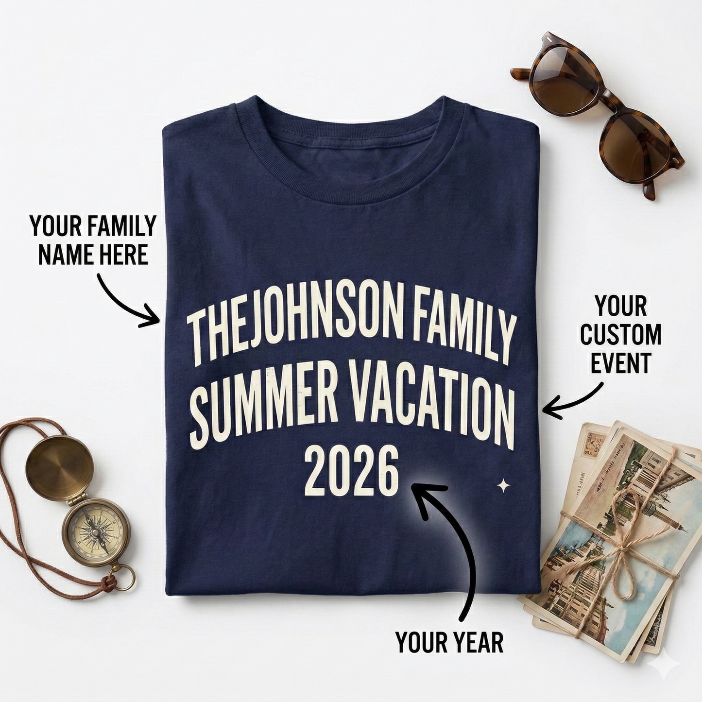 Custom Family Vacation Shirt 2026, Personalized Family Reunion T-shirt, Custom Last Name Summer Trip Tee, Matching Family Travel Shirts