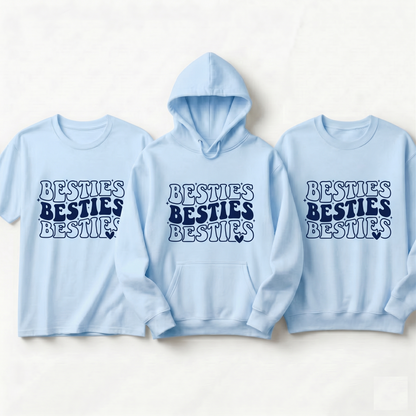 Custom Besties Shirt, Matching Best Friend Hoodies, Retro Y2K Sweatshirt, Personalized BFF Gift, Custom Girls Trip Shirts, Wavy Text Apparel