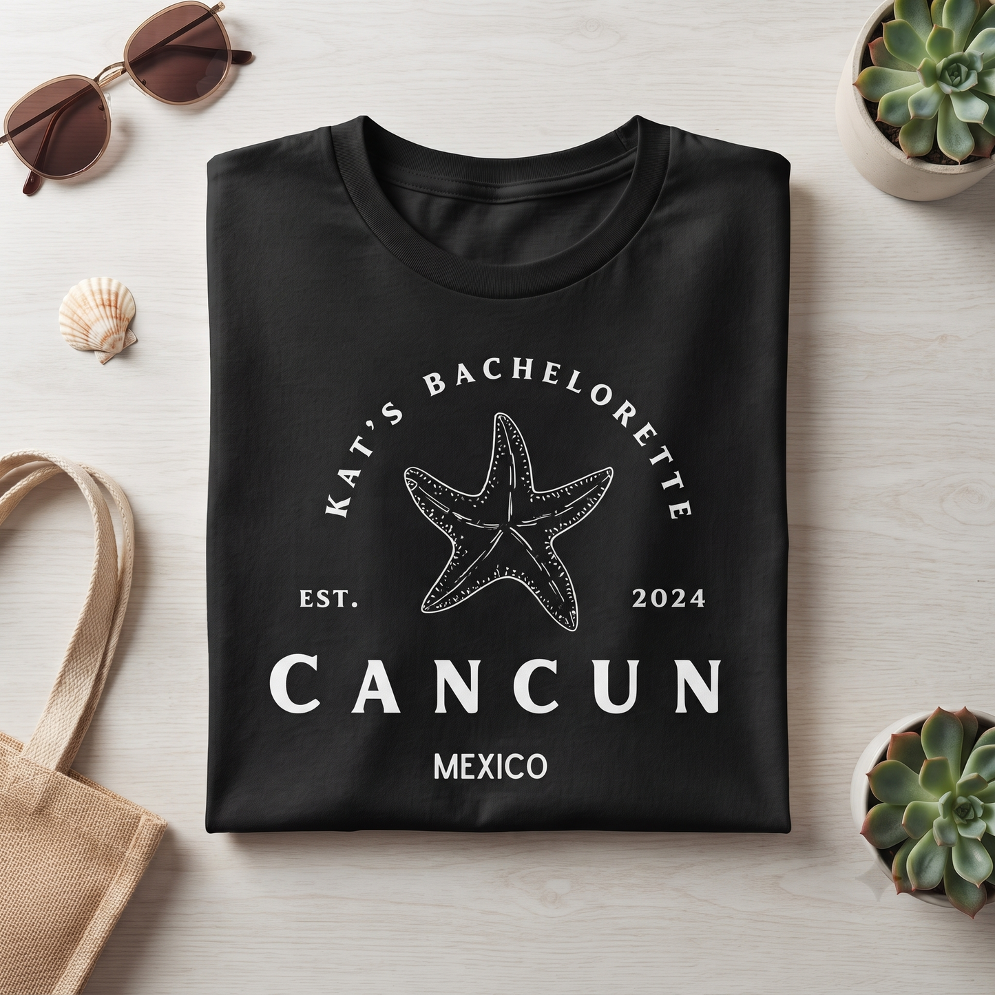 Custom Cancun Bachelorette Shirt, Beach Bachelorette Party Sweatshirt, Starfish Beach Trip Hoodie