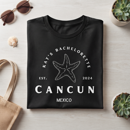 Custom Cancun Bachelorette Shirt, Beach Bachelorette Party Sweatshirt, Starfish Beach Trip Hoodie
