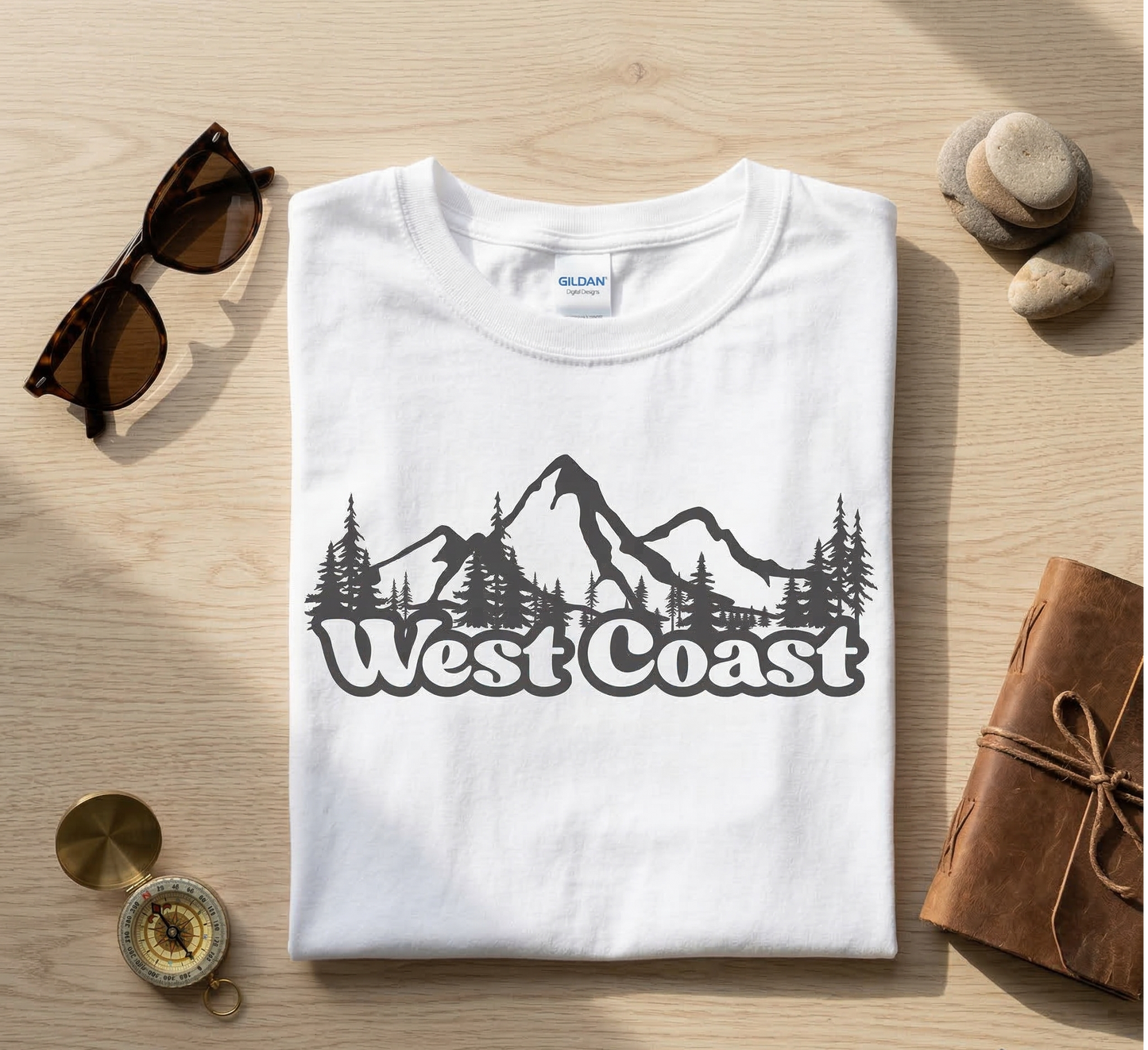 West Coast T-Shirt, Retro Mountain Graphic Tee, PNW Adventure Shirt, California Oregon Washington Travel Gift, Nature Lover Outdoorsy Tee