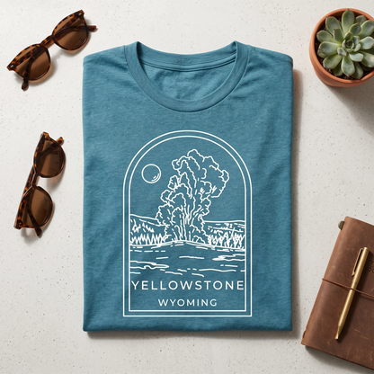 Custom Yellowstone National Park Shirt, Vintage Wyoming Sweatshirt, Minimalist Geyser Hoodie