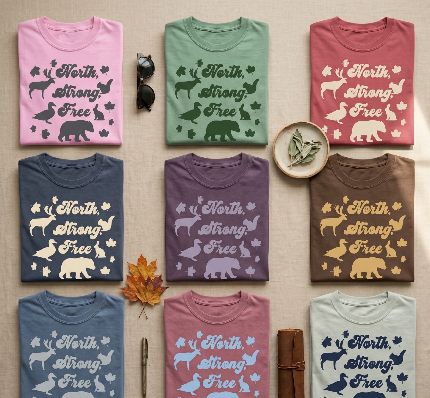 Custom North Strong Free T-Shirt | Personalized Canadian Wildlife Nature Tee, Retro Vintage Canada Shirt, Custom Graphic Unisex Top