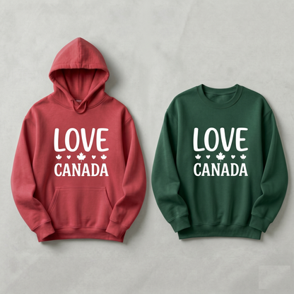 Custom Love Canada T-Shirt | Personalized Canadian Pride Tee, Custom Text Canada Shirt, Retro Maple Leaf Heart Unisex Graphic Top
