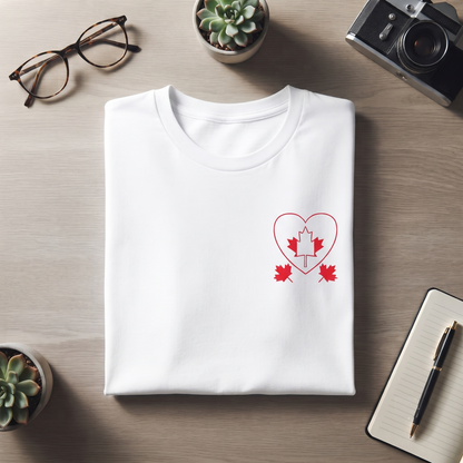Custom Canada Heart Shirt, Minimalist Maple Leaf Apparel, Personalized Hoodie Sweatshirt
