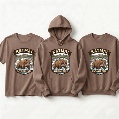 Katmai National Park Brown Bear Shirt, Alaska Bear Hoodie, Vintage Grizzly Bear Sweatshirt, Custom National Park Gift, Retro Nature Apparel