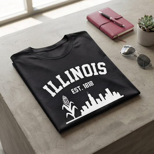 Custom Illinois Shirt, Vintage Collegiate Corn Skyline Apparel, Retro State Pride Hoodie