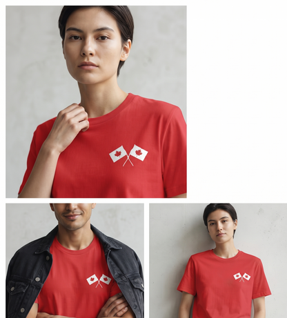 Custom Crossed Canada Flags Shirt, Hoodie, Sweatshirt, Canadian Souvenir Apparel