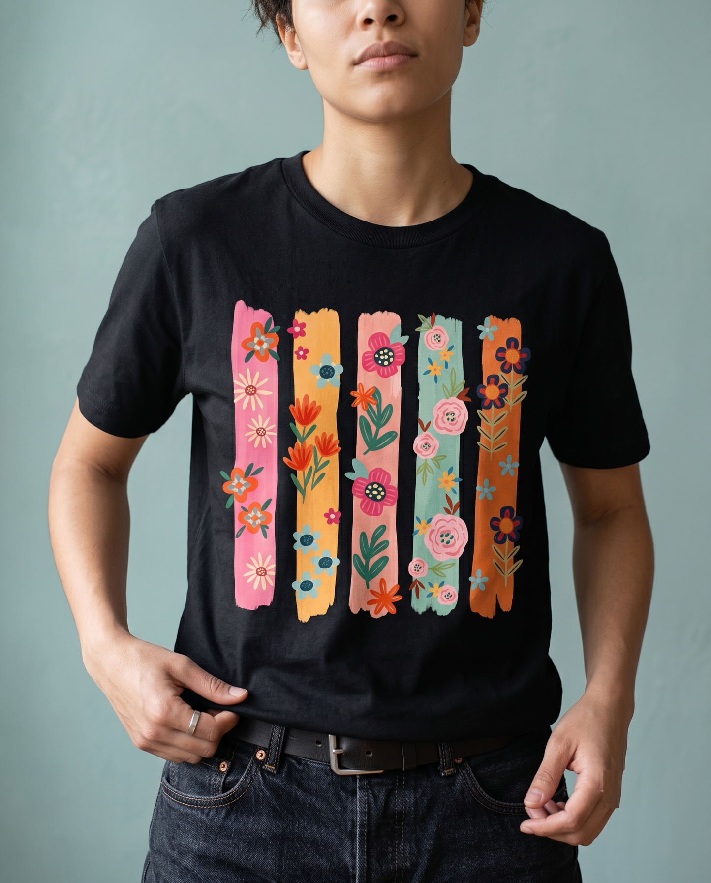 Retro Floral Sweatshirt, Colorful Botanical Hoodie, Groovy Flower Crewneck, Custom Text Tee