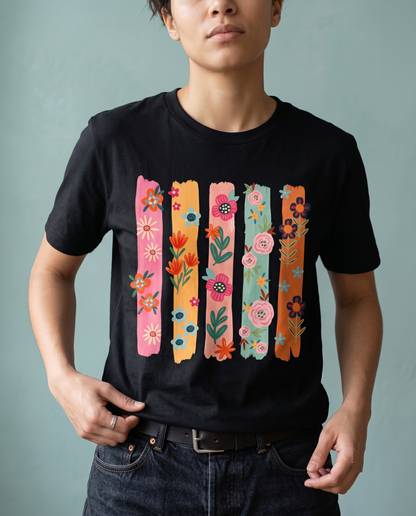 Retro Floral Sweatshirt, Colorful Botanical Hoodie, Groovy Flower Crewneck, Custom Text Tee