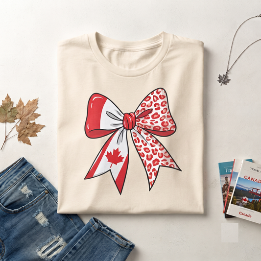 Custom Canada Bow Shirt, Red Leopard Print Hoodie, Canadian Flag Sweatshirt Tee