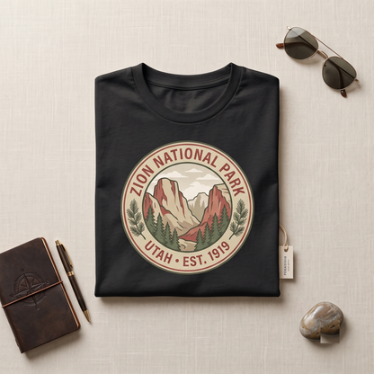 Custom Zion National Park Retro T-Shirt: Utah Nature Hiking Apparel