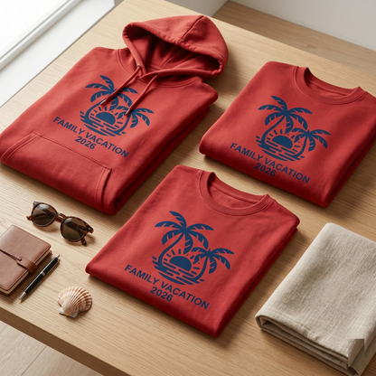 Custom Family Vacation 2026 Shirt, Matching Tropical Vacation Hoodies, Personalized Beach Trip Sweatshirt, Group Summer 2026 Gift