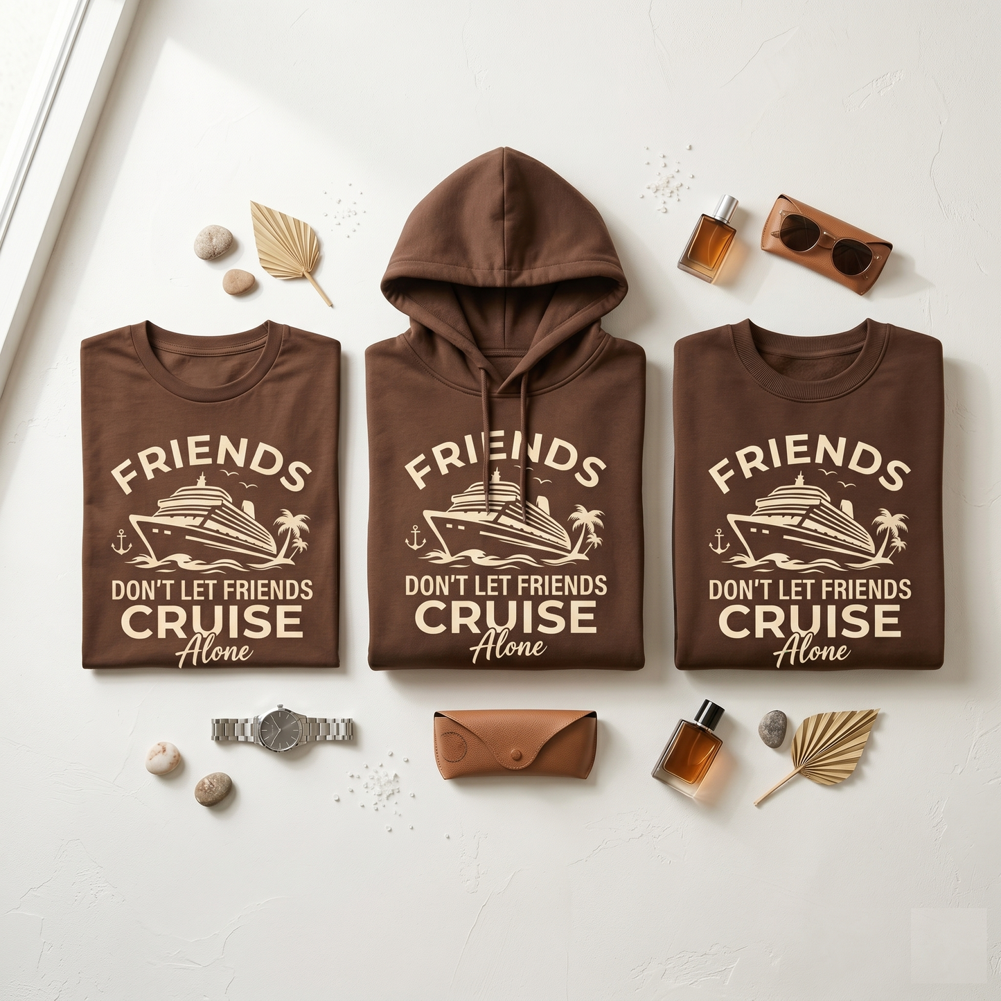 Custom Friends Cruise Shirts, Friends Don't Let Friends Cruise Alone Hoodie, Group Cruise Sweatshirt, Matching Girl Trip Gift, Ship Life Tee