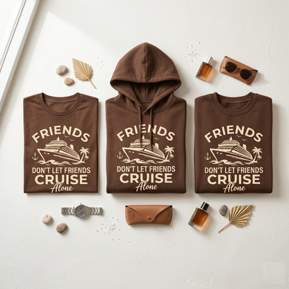 Custom Friends Cruise Shirts, Friends Don't Let Friends Cruise Alone Hoodie, Group Cruise Sweatshirt, Matching Girl Trip Gift, Ship Life Tee