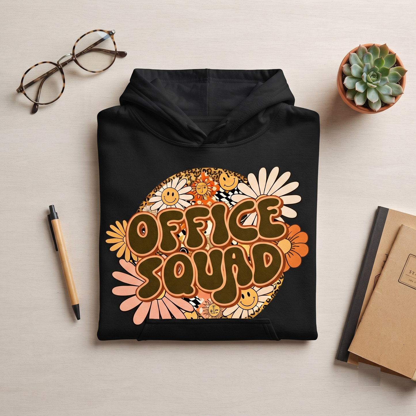 Office Squad Shirt, Retro Groovy Office Crew Sweatshirt, Personalized Teacher Appreciation Hoodie,