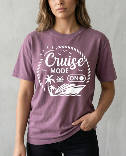 Custom Cruise Mode ON Hoodie, Personalized Family Vacation Sweatshirt, Nautical Group Trip Apparel
