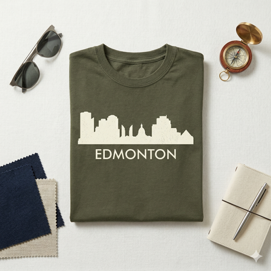 Custom Edmonton Skyline T-Shirt | Personalized Alberta Tee | YEG Hometown Pride Shirt | Canadian Travel Souvenir Gift