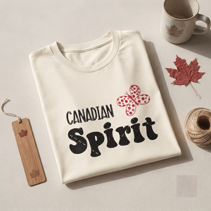 Retro Canadian Spirit Butterfly T-Shirt, Customizable Canada Apparel