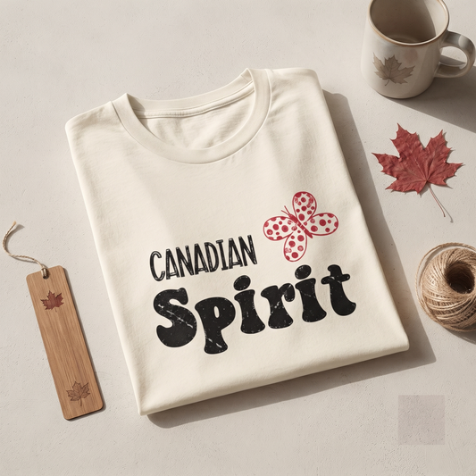Retro Canadian Spirit Butterfly T-Shirt, Customizable Canada Apparel