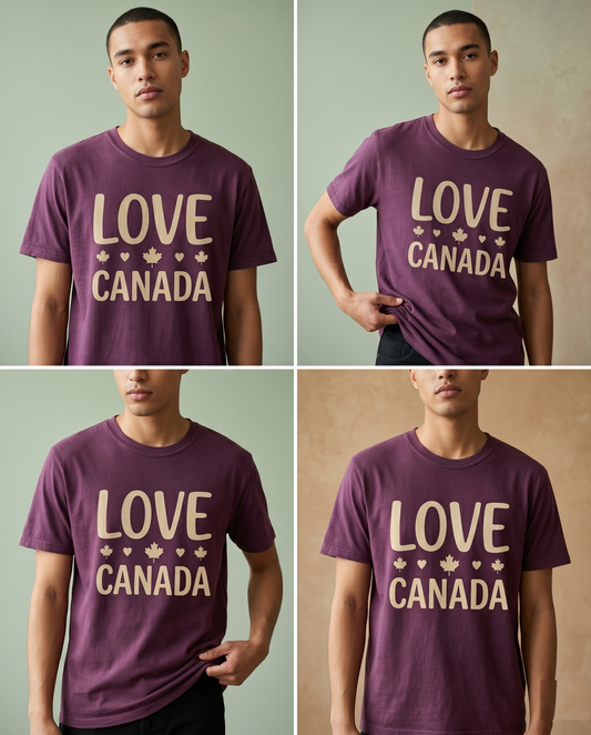 Custom Love Canada T-Shirt | Personalized Canadian Pride Tee, Custom Text Canada Shirt, Retro Maple Leaf Heart Unisex Graphic Top