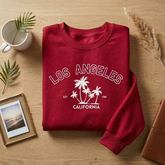 Los Angeles Sweatshirt | Vintage California Crewneck | Retro LA Palm Tree Pullover | Collegiate Style Cali Gift | West Coast Est 1781 Jumper