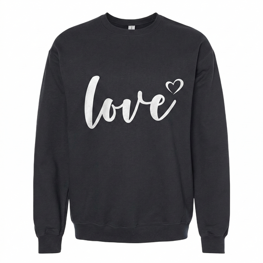 Minimalist Love Script T-Shirt, Hand-Lettered Heart Tee