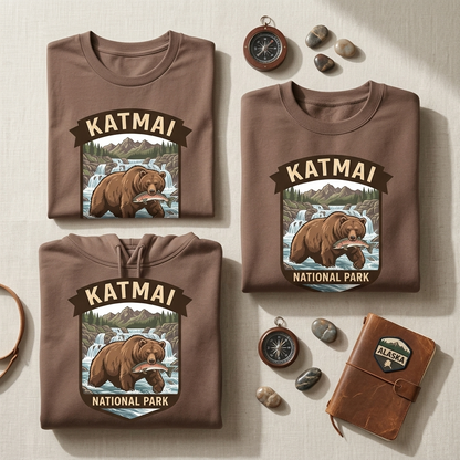 Katmai National Park Brown Bear Shirt, Alaska Bear Hoodie, Vintage Grizzly Bear Sweatshirt, Custom National Park Gift, Retro Nature Apparel