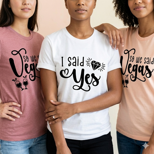Custom Vegas Bachelorette Shirts, I Said Yes So We Said Vegas Hoodie, Personalized Bride Squad T-Shirt, Matching Girls Trip Tees