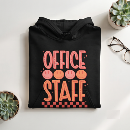 Office Staff Shirt | Groovy Smiley Face Hoodie | Vintage Work Sweatshirt | Personalized Coworker T-Shirt