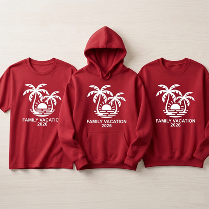 Custom Family Vacation 2026 Shirt, Matching Tropical Vacation Hoodies, Personalized Beach Trip Sweatshirt, Group Summer 2026 Gift