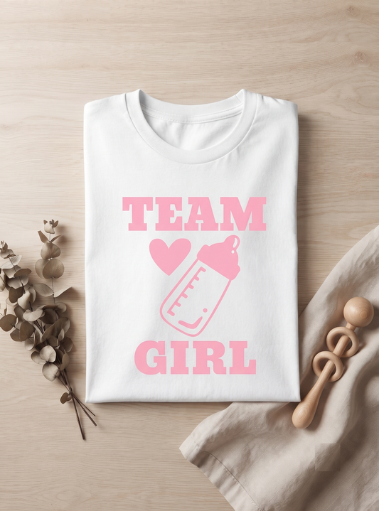 Custom Team Girl Shirt, Gender Reveal Sweatshirt, Personalized Baby Shower Hoodie, Custom Text Gender Reveal Party,