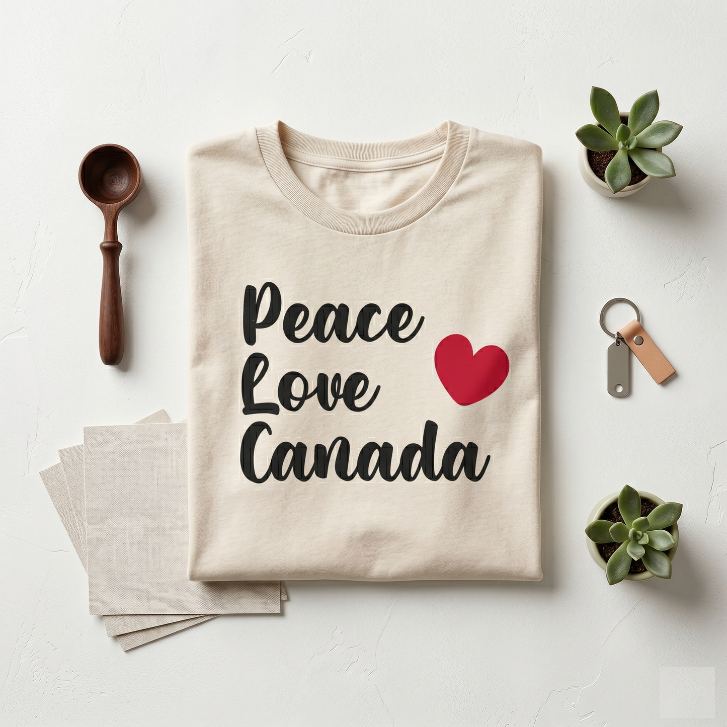Custom Peace Love Canada T-Shirt | Personalized Canadian Pride Tee, Custom Name Canada Shirt, Cute Heart Graphic Unisex Retro Script Top