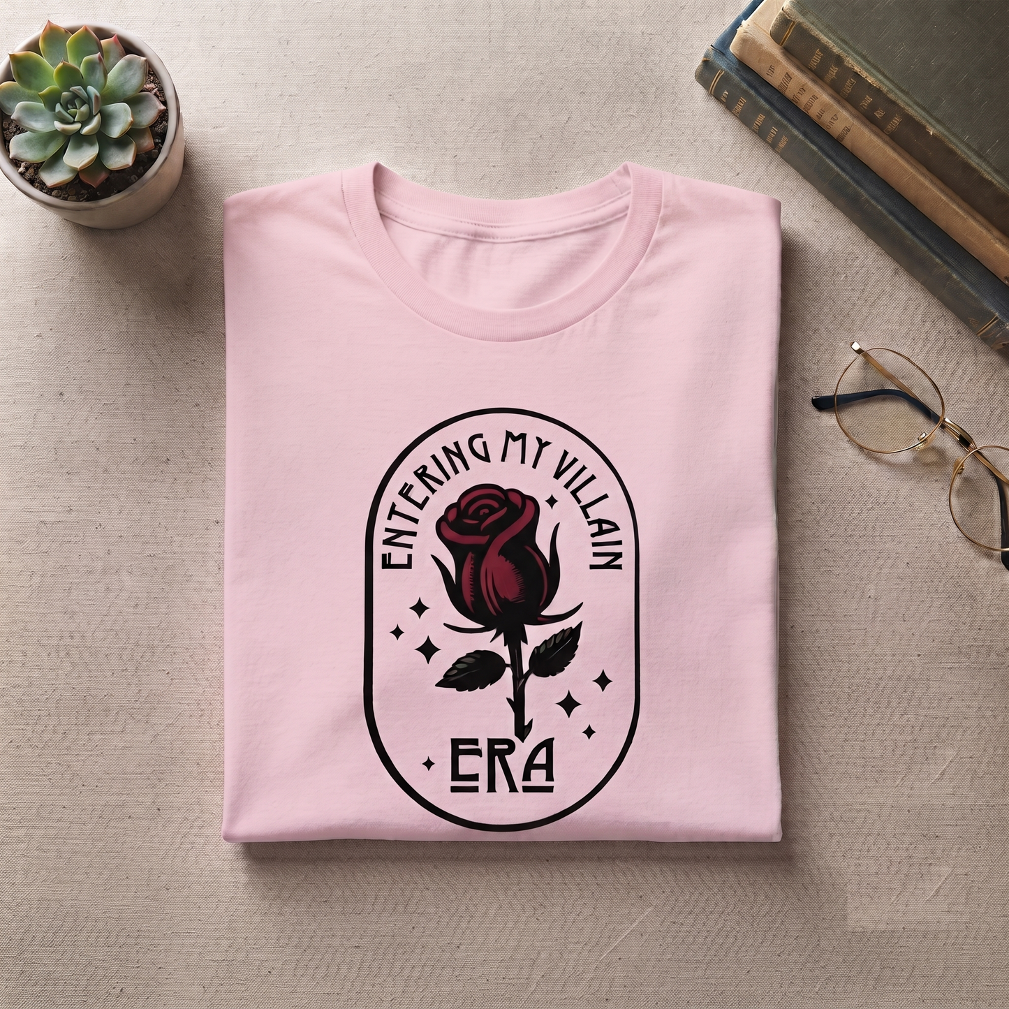 Custom Entering My Villain Era Shirt, Dark Romance Rose Sweatshirt, Retro Gothic Flower Hoodie