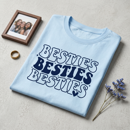Custom Besties Shirt, Matching Best Friend Hoodies, Retro Y2K Sweatshirt, Personalized BFF Gift, Custom Girls Trip Shirts, Wavy Text Apparel