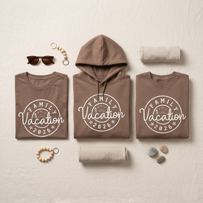 Custom Family Vacation 2026 Shirt, Retro Matching Family Trip Hoodies, Personalized Family Reunion Sweatshirts, Vintage Badge Vacation Tee