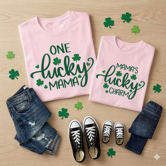 St. Patrick's Day Mommy and Me Shirts | One Lucky Mama T-Shirt | Mama's Lucky Charm Toddler Tee | Matching Mother Son St Pattys Outfit